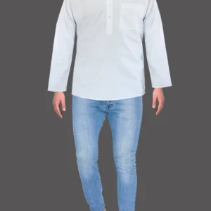 Khadi White Cotton Half Kurta