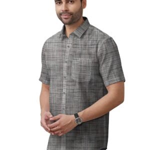 Khadi Cotton Half Sleeve Shirt- H5